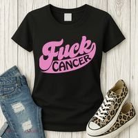 Funny Retro Fck Cancer Logo Breast Cancer Support Women's T-Shirt thumb 3