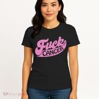 Funny Retro Fck Cancer Logo Breast Cancer Support Women's T-Shirt thumb 4