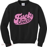 Funny Retro Fck Cancer Logo Breast Cancer Support Kids Sweatshirt thumb 0