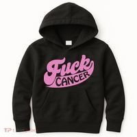 Funny Retro Fck Cancer Logo Breast Cancer Support Kids Hoodie thumb 0