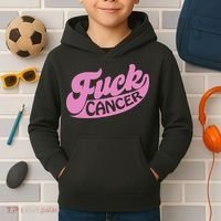 Funny Retro Fck Cancer Logo Breast Cancer Support Kids Hoodie thumb 2