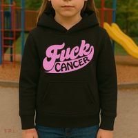 Funny Retro Fck Cancer Logo Breast Cancer Support Kids Hoodie thumb 3