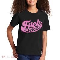 Funny Retro Fck Cancer Logo Breast Cancer Support Kids T-Shirt thumb 2