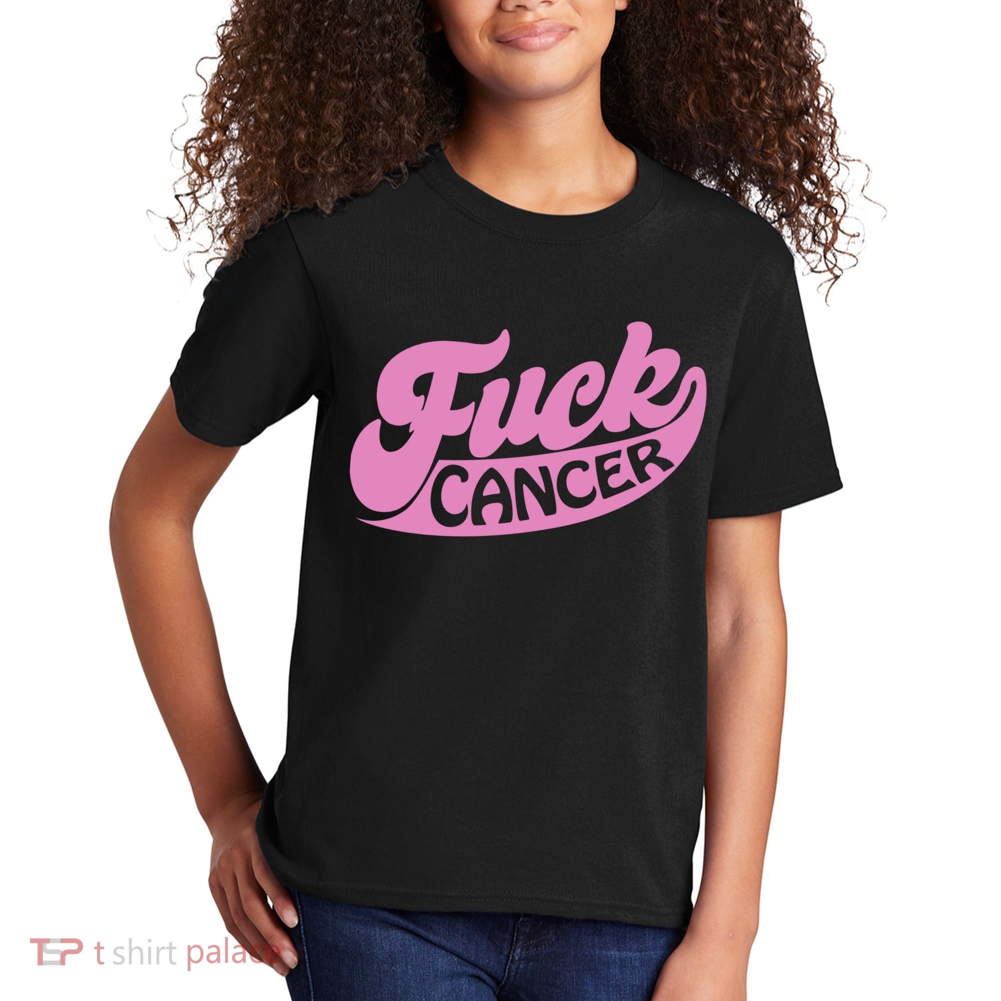 Funny Retro Fck Cancer Logo Breast Cancer Support Kids T-Shirt