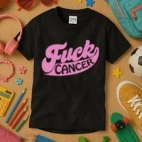 Funny Retro Fck Cancer Logo Breast Cancer Support Kids T-Shirt thumb 3