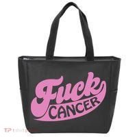 Funny Retro Fck Cancer Logo Breast Cancer Support Tote Bag thumb 0