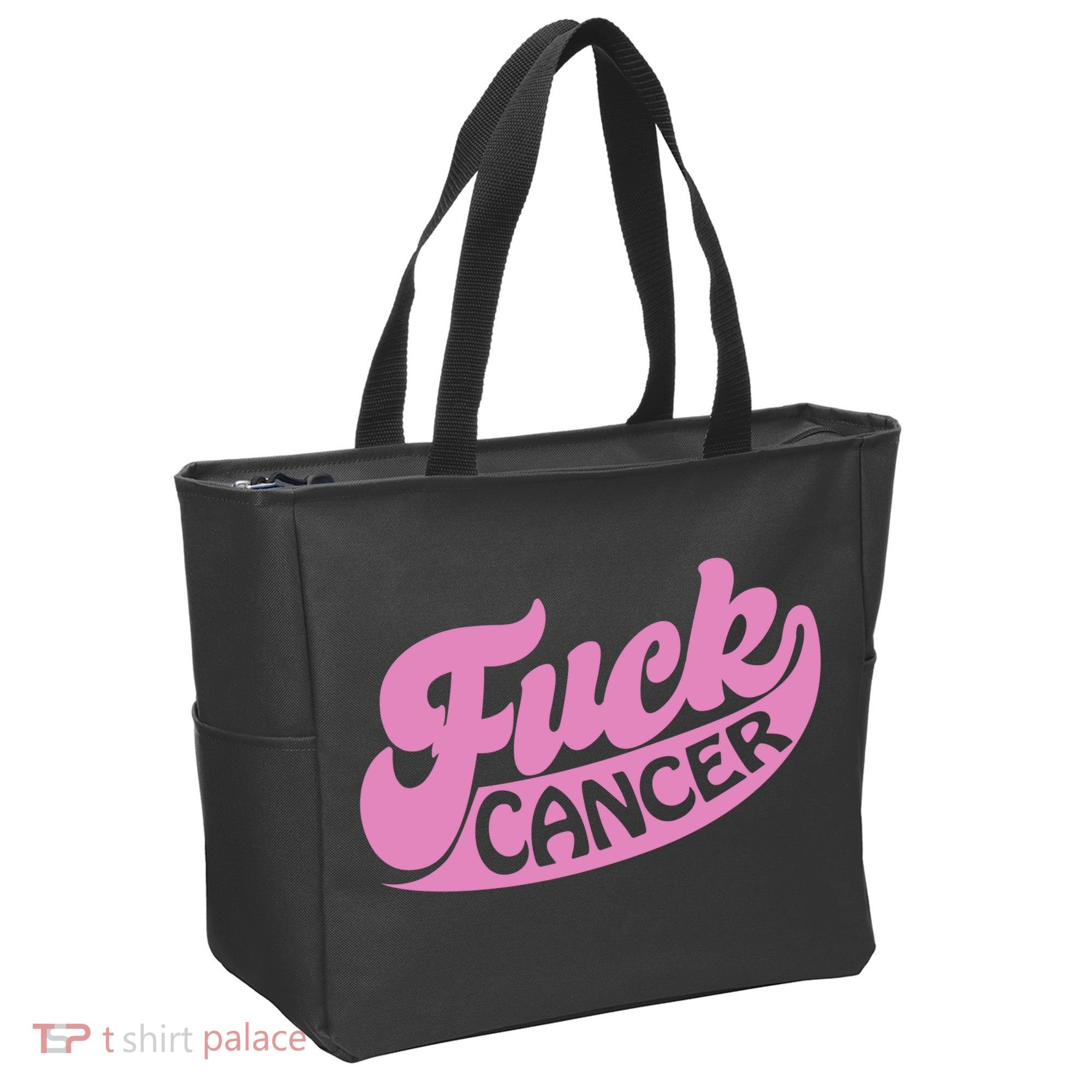Funny Retro Fck Cancer Logo Breast Cancer Support Tote Bag