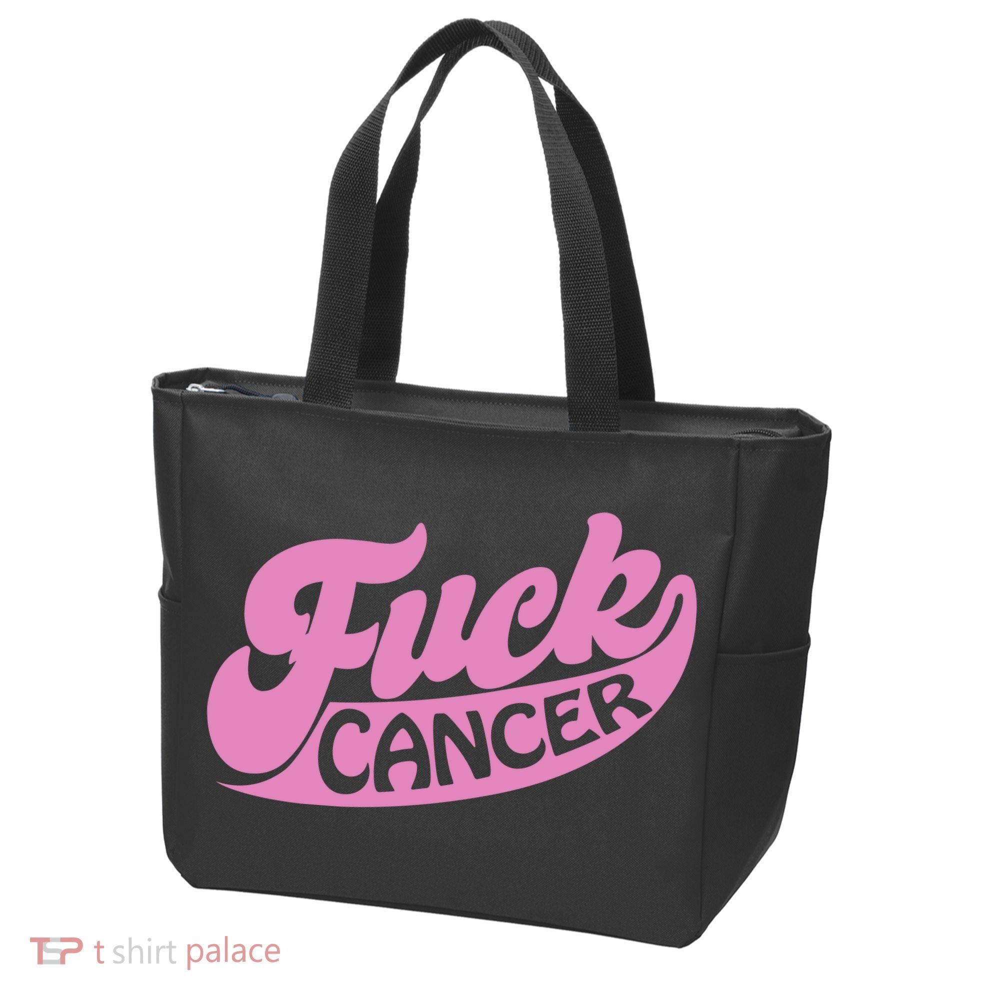 Funny Retro Fck Cancer Logo Breast Cancer Support Tote Bag