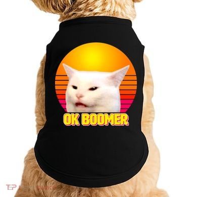 Funny Retro Table Cat OK Boomer Meme Doggie Tank