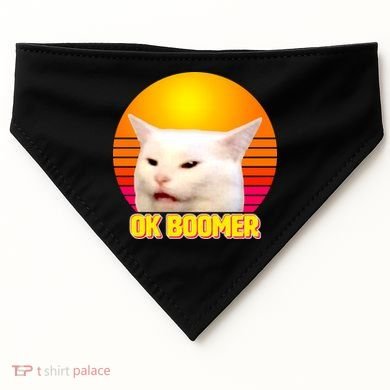 Funny Retro Table Cat OK Boomer Meme USA-Made Doggie Bandana