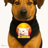 Funny Retro Table Cat OK Boomer Meme USA-Made Doggie Bandana thumb 1