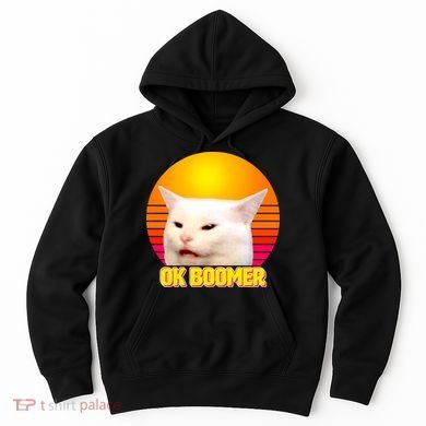 Funny Retro Table Cat OK Boomer Meme Hoodie