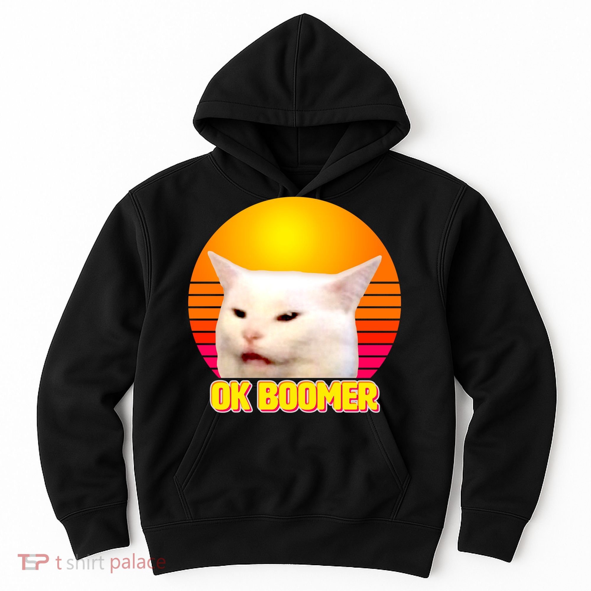 Funny Retro Table Cat OK Boomer Meme Hoodie
