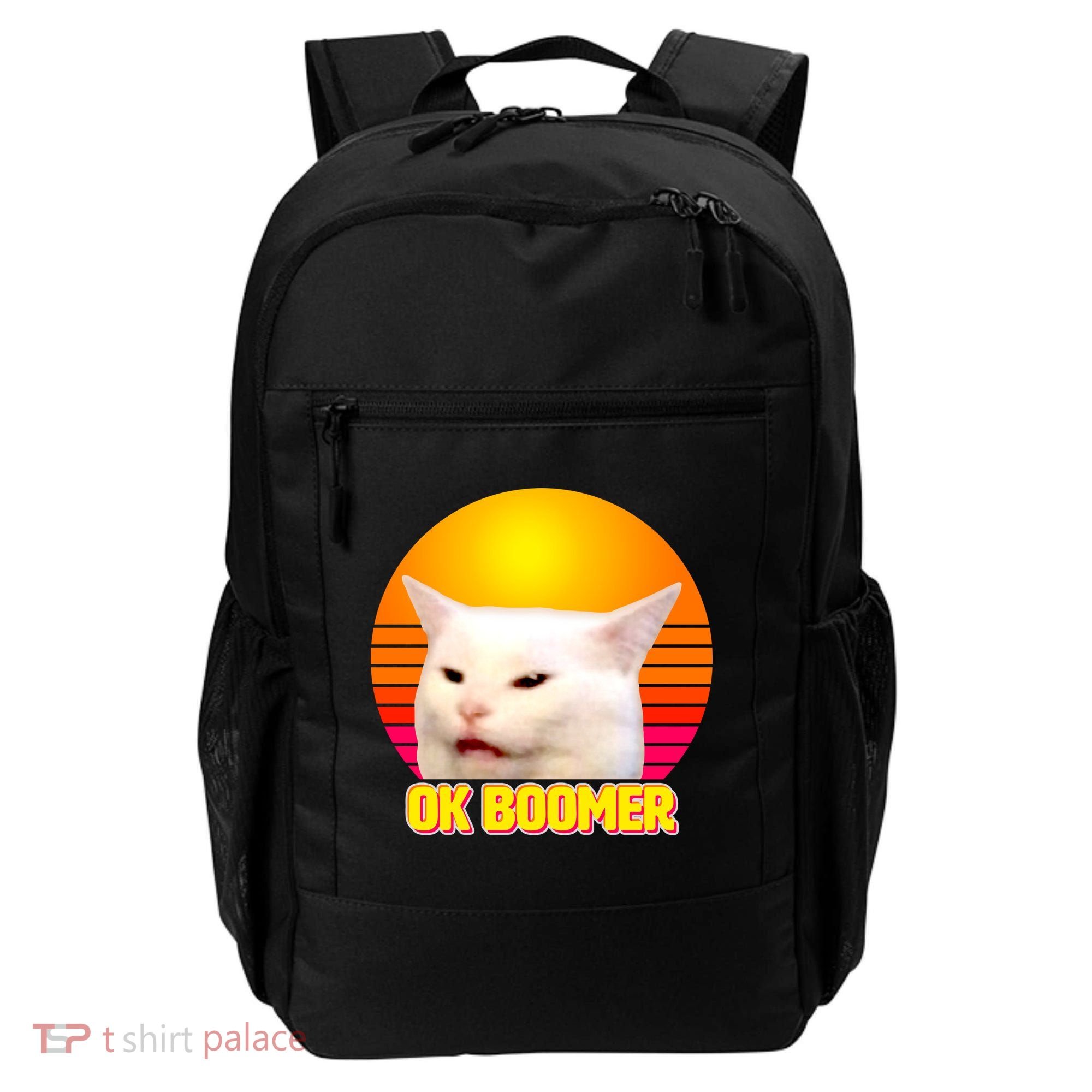 Funny Retro Table Cat OK Boomer Meme Backpack