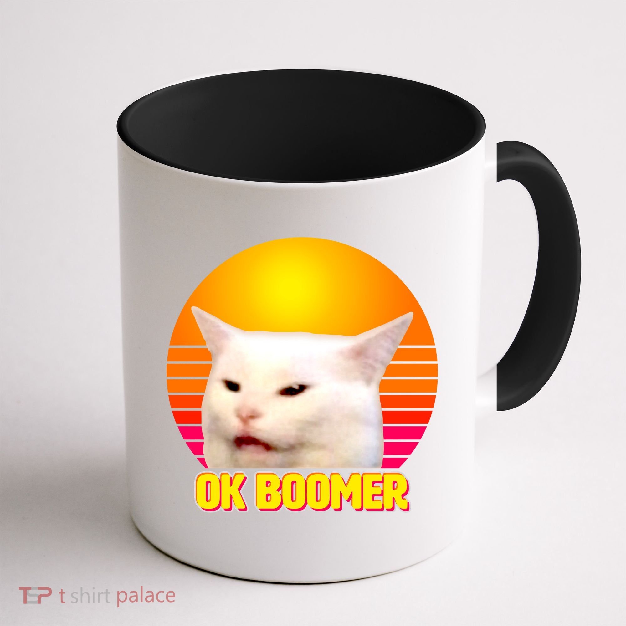 Funny Retro Table Cat OK Boomer Meme Coffee Mug