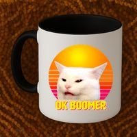 Funny Retro Table Cat OK Boomer Meme Coffee Mug thumb 2