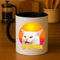 Funny Retro Table Cat OK Boomer Meme Coffee Mug thumb 4
