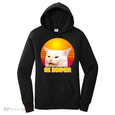Funny Retro Table Cat OK Boomer Meme Women's Hoodie