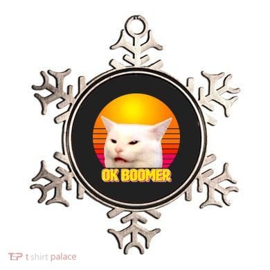 Funny Retro Table Cat OK Boomer Meme Ornament