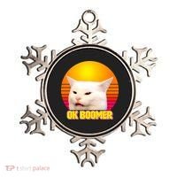 Funny Retro Table Cat OK Boomer Meme Ornament thumb 0