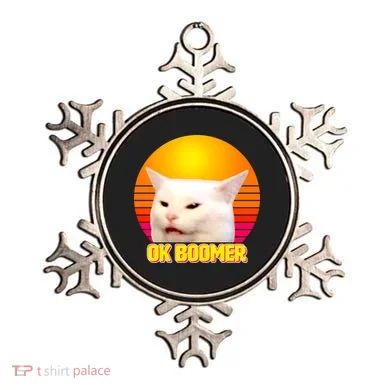 Funny Retro Table Cat OK Boomer Meme Ornament