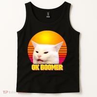 Funny Retro Table Cat OK Boomer Meme Tank Top thumb 2