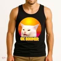 Funny Retro Table Cat OK Boomer Meme Tank Top thumb 3
