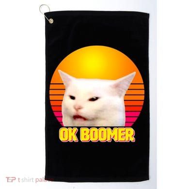 Funny Retro Table Cat OK Boomer Meme Golf Towel