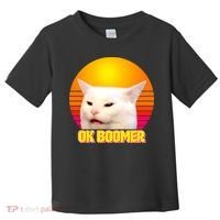 Funny Retro Table Cat OK Boomer Meme Toddler T-Shirt thumb 0