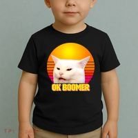Funny Retro Table Cat OK Boomer Meme Toddler T-Shirt thumb 2