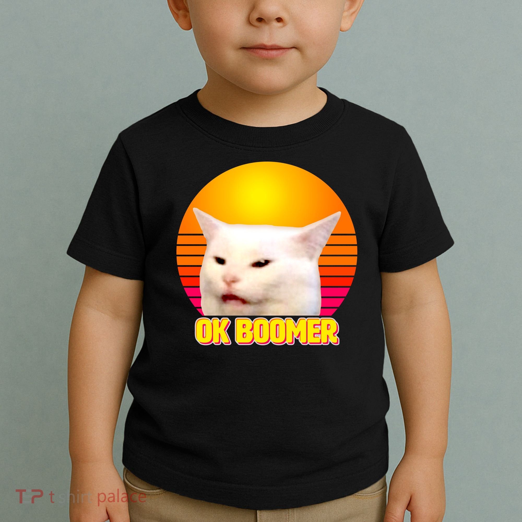 Funny Retro Table Cat OK Boomer Meme Toddler T-Shirt