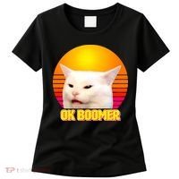 Funny Retro Table Cat OK Boomer Meme Women's T-Shirt thumb 0