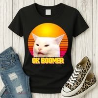 Funny Retro Table Cat OK Boomer Meme Women's T-Shirt thumb 3