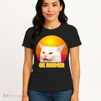 Funny Retro Table Cat OK Boomer Meme Women's T-Shirt thumb 4