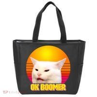 Funny Retro Table Cat OK Boomer Meme Tote Bag thumb 0