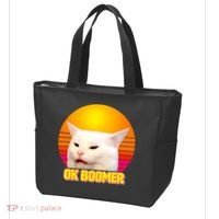 Funny Retro Table Cat OK Boomer Meme Tote Bag thumb 3