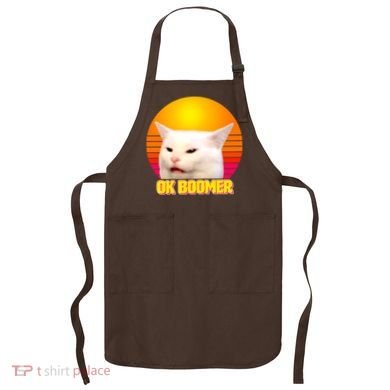 Funny Retro Table Cat OK Boomer Meme Apron