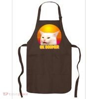 Funny Retro Table Cat OK Boomer Meme Apron thumb 0