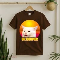 Funny Retro Table Cat OK Boomer Meme T-Shirt thumb 2