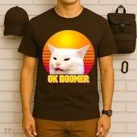Funny Retro Table Cat OK Boomer Meme T-Shirt thumb 6