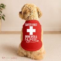 Funny Safety First Drink With A Nurse Doggie Tank thumb 2