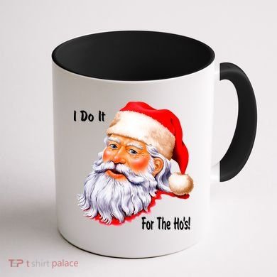 Funny Santa Claus I Do It For The HO'S Christmas Coffee Mug back