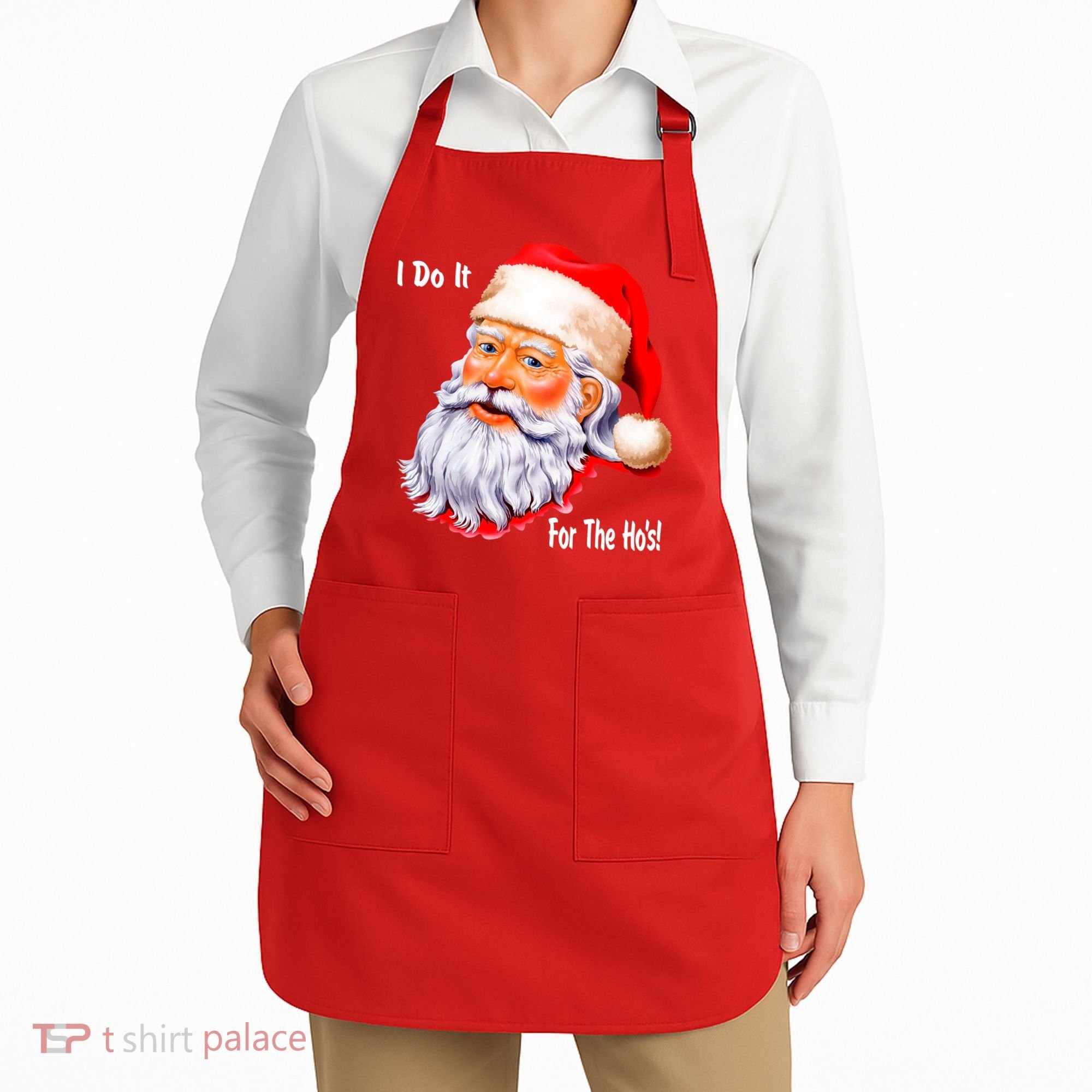 Funny Santa Claus I Do It For The HO'S Christmas Apron