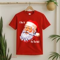 Funny Santa Claus I Do It For The HO'S Christmas T-Shirt thumb 2