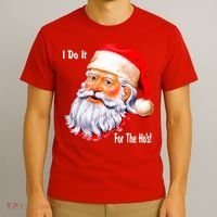 Funny Santa Claus I Do It For The HO'S Christmas T-Shirt thumb 3