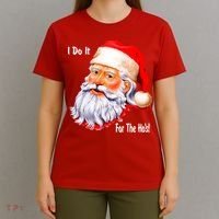 Funny Santa Claus I Do It For The HO'S Christmas T-Shirt thumb 4