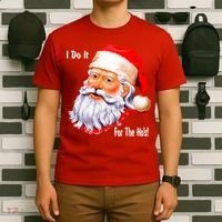 Funny Santa Claus I Do It For The HO'S Christmas T-Shirt thumb 6