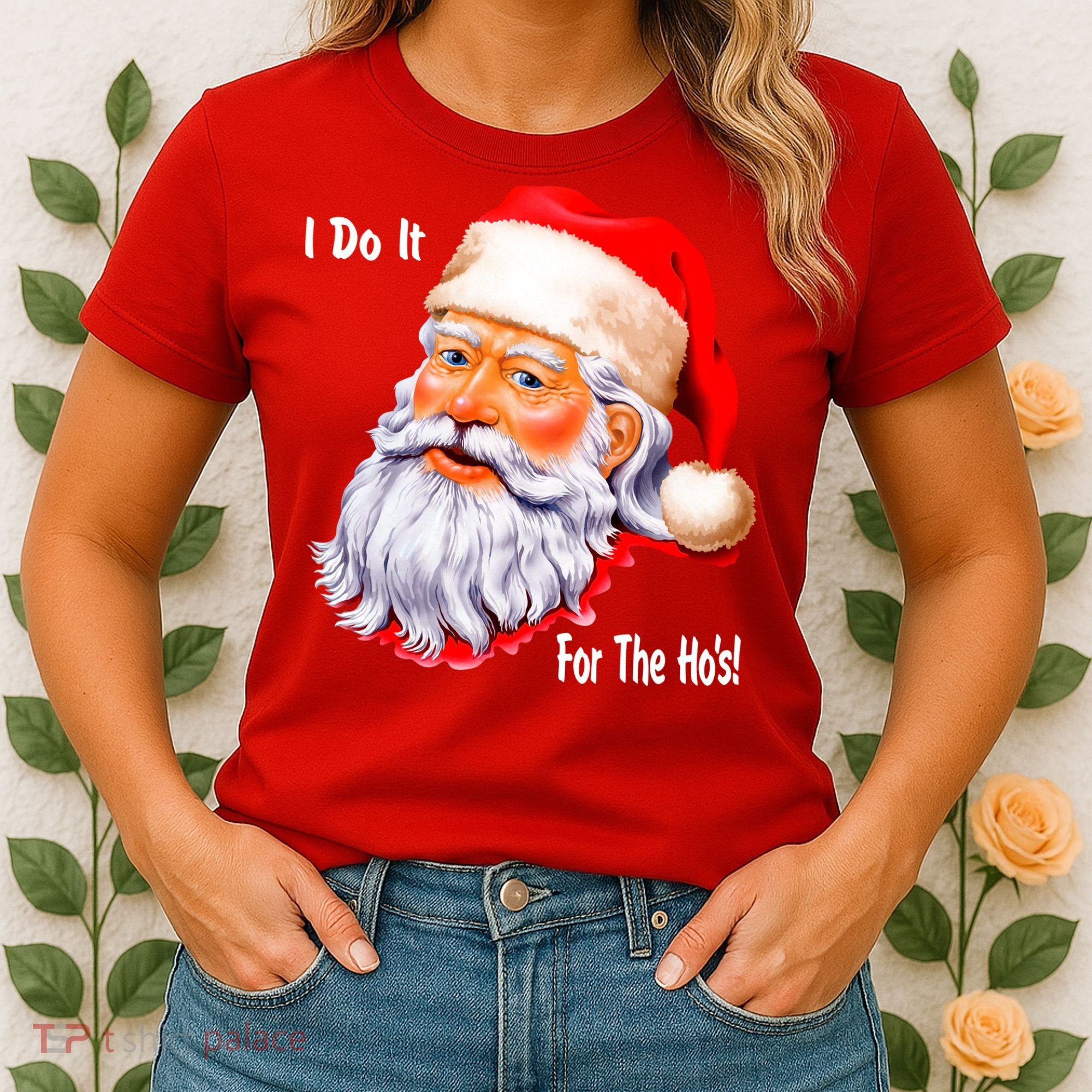 Funny Santa Claus I Do It For The HO'S Christmas Women's T-Shirt