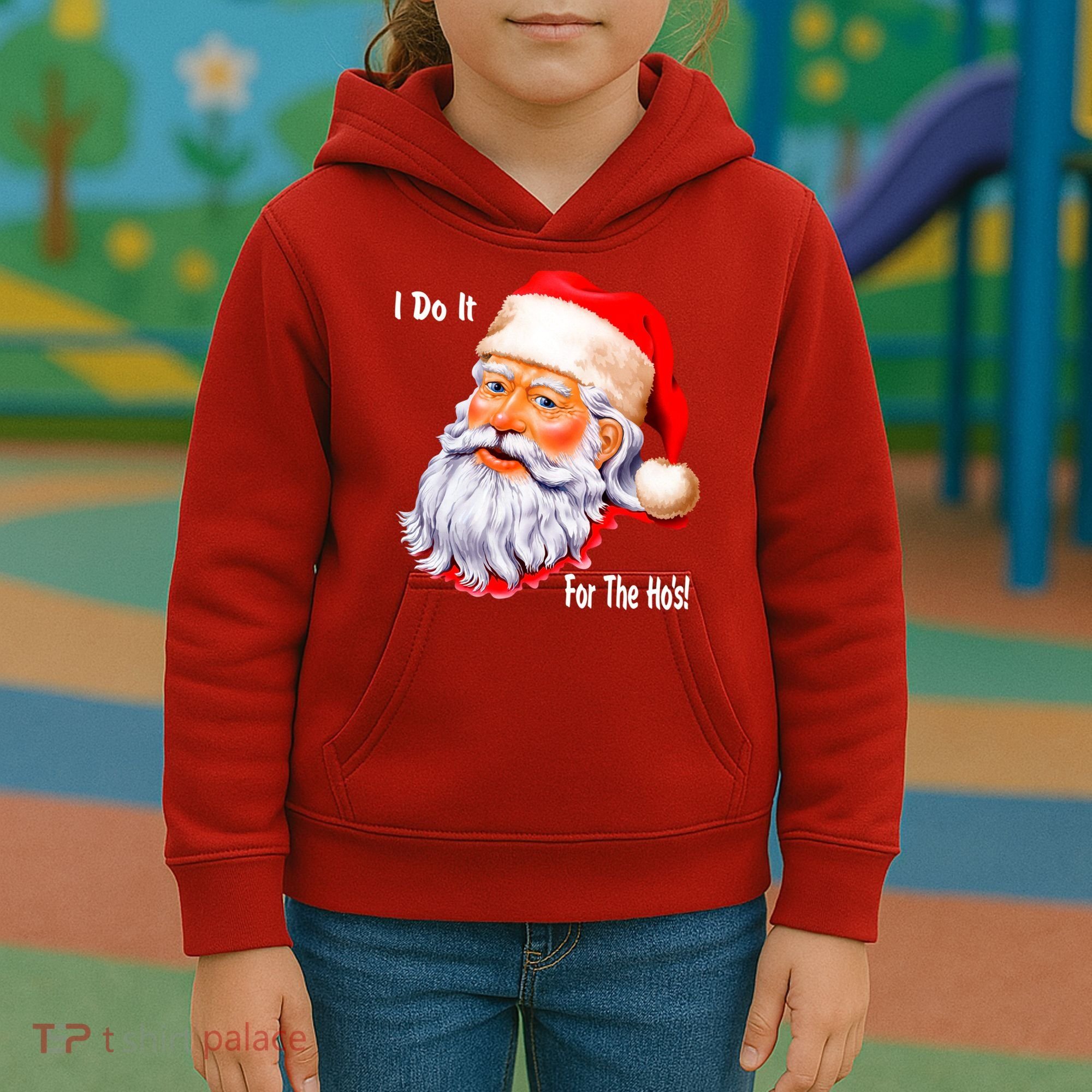 Funny Santa Claus I Do It For The HO'S Christmas Kids Hoodie