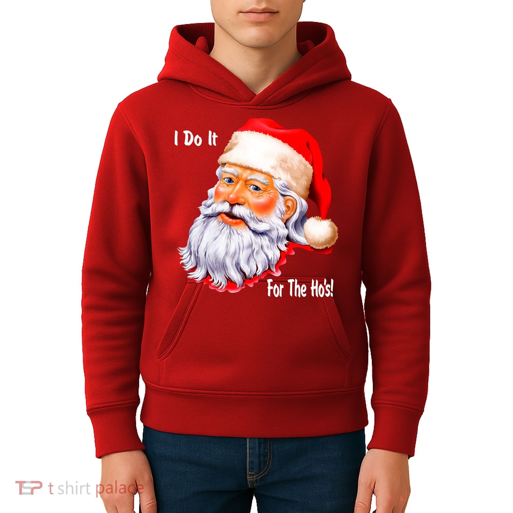Funny Santa Claus I Do It For The HO'S Christmas Kids Hoodie